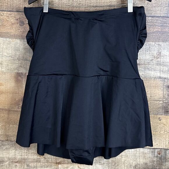 NEW Swimsuits For All Ruched Skirted Bandeau Swimdress Swimsuit Black Size 18 - Picture 7 of 14